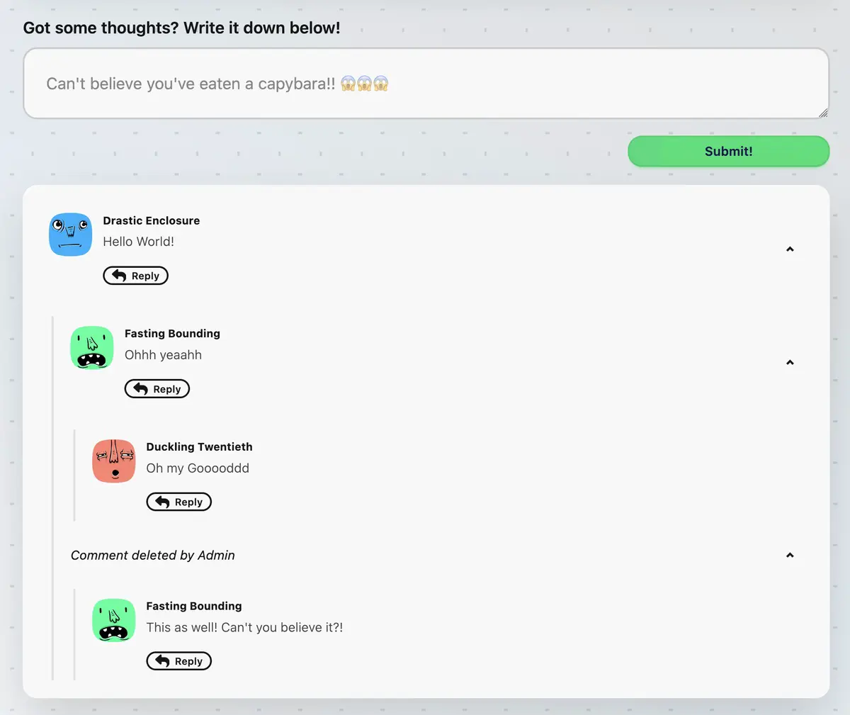 Sample of the Comment Feature